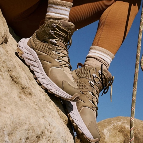 Hoka One Anacapa Gore-Tex Mid Vibram Hiking Boots Shoes Oxford Tan NEW - Picture 4 of 9